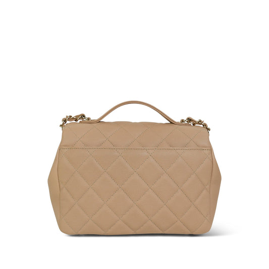 20P Beige Caviar Quilted Business Affinity Flap Medium