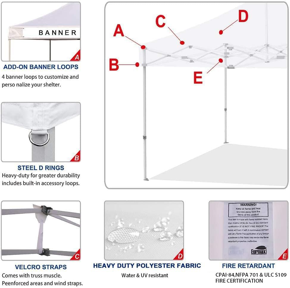 USA New 10x10 Pop Up Canopy Replacement Canopy Tent Top Cover, Instant Canopy Top Cover ONLY, Choose 30 Colors,Bonus 4PC Pack Weight Bag (White)