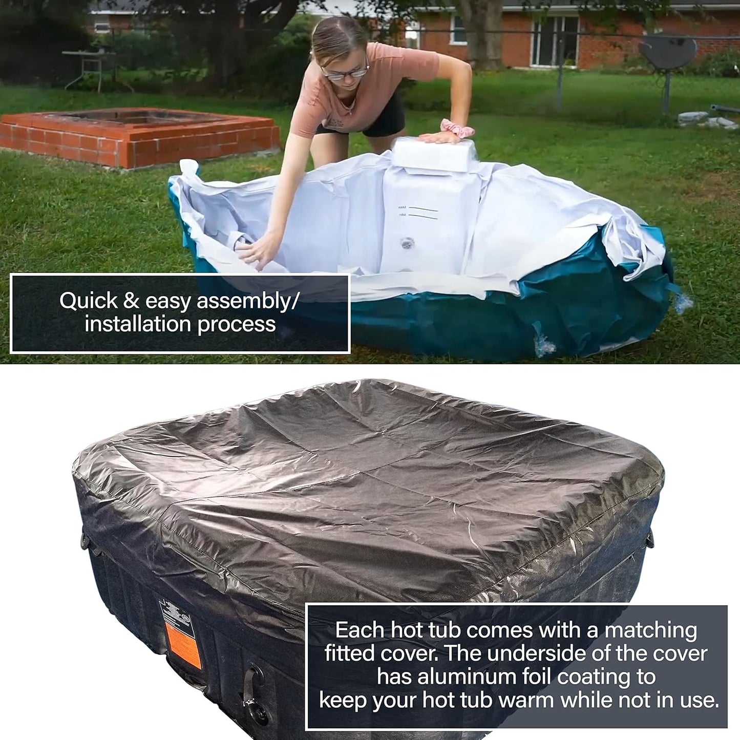 ALEKO Inflatable Hot Tub Spa | Personal High Powered Jetted Bubble | 265 Gallon | Black | HTISQ6GYBK