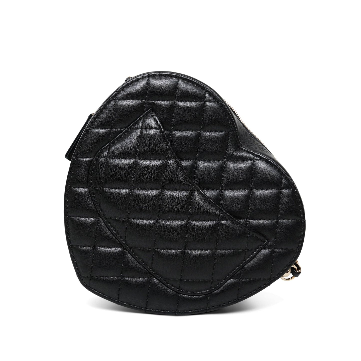 Black Lambskin Quilted Heart Bag Large