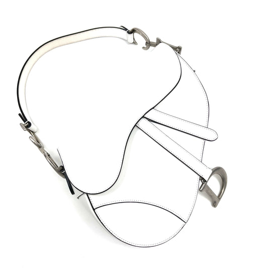 CHRISTIAN DIOR White Leather Saddle Bag
