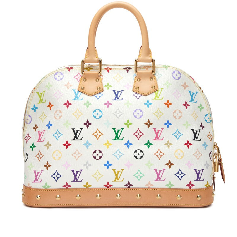 Takashi Murakami White Multicolor Monogram Coated Canvas Alma GM Bag Gold Hardware, 2013