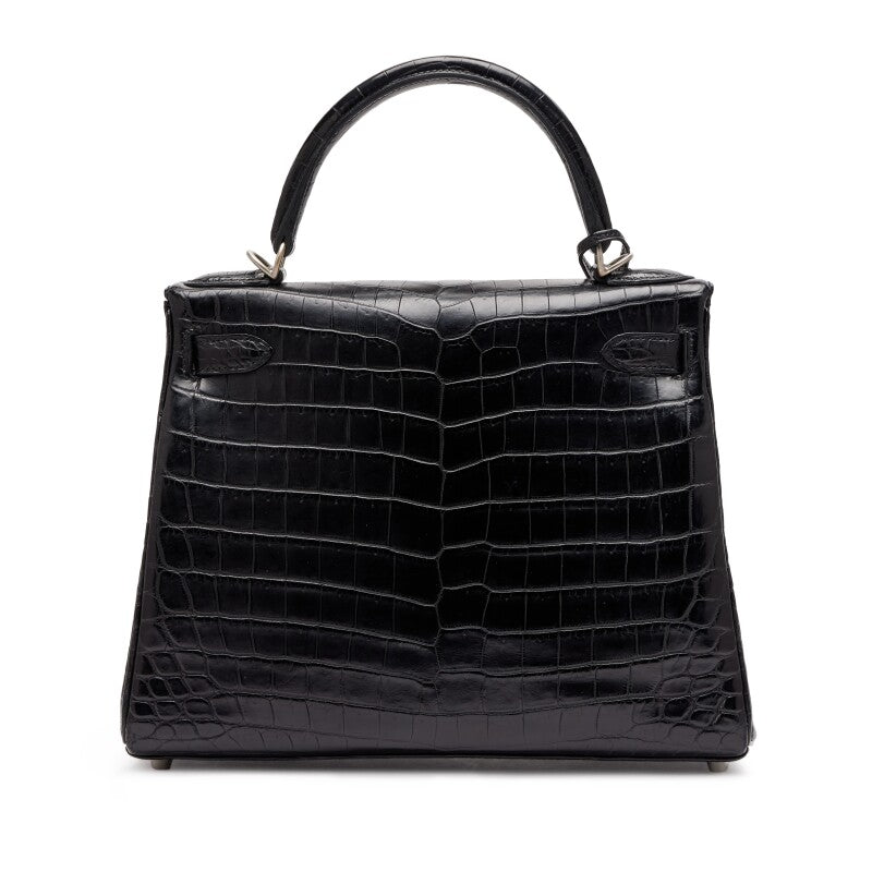 Black Matte Niloticus Crocodile and Bleu Colvert Verso HSS Retourne Kelly 28 Brushed Palladium Hardware, 2016