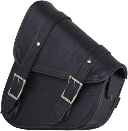 Black Naked Leather Motorcycle Swingarm Bag – Left Side Solo Saddlebag for Softail & Chopper Models
