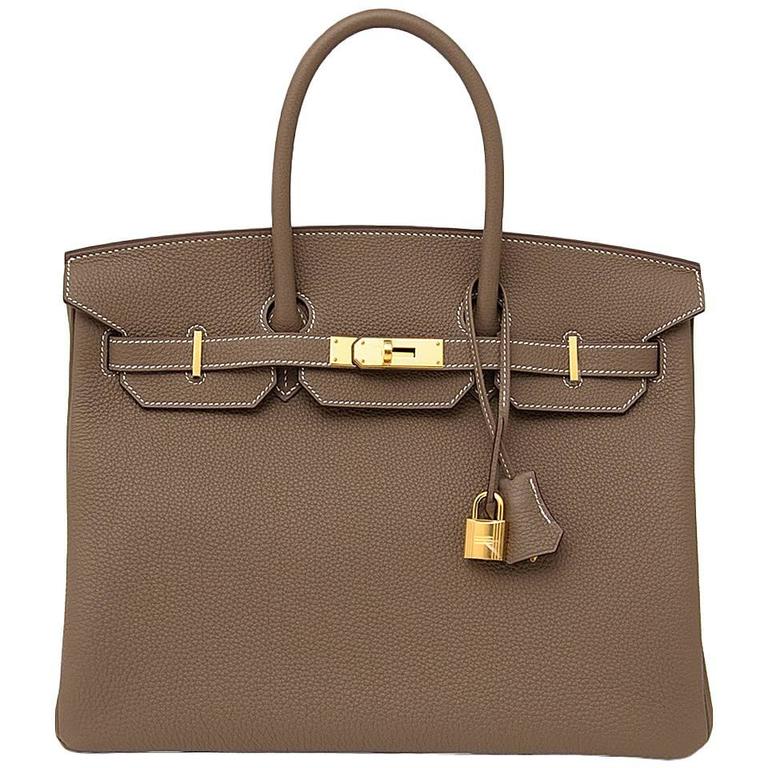 Hermès Etoupe Togo Birkin 35 with Gold Hardware