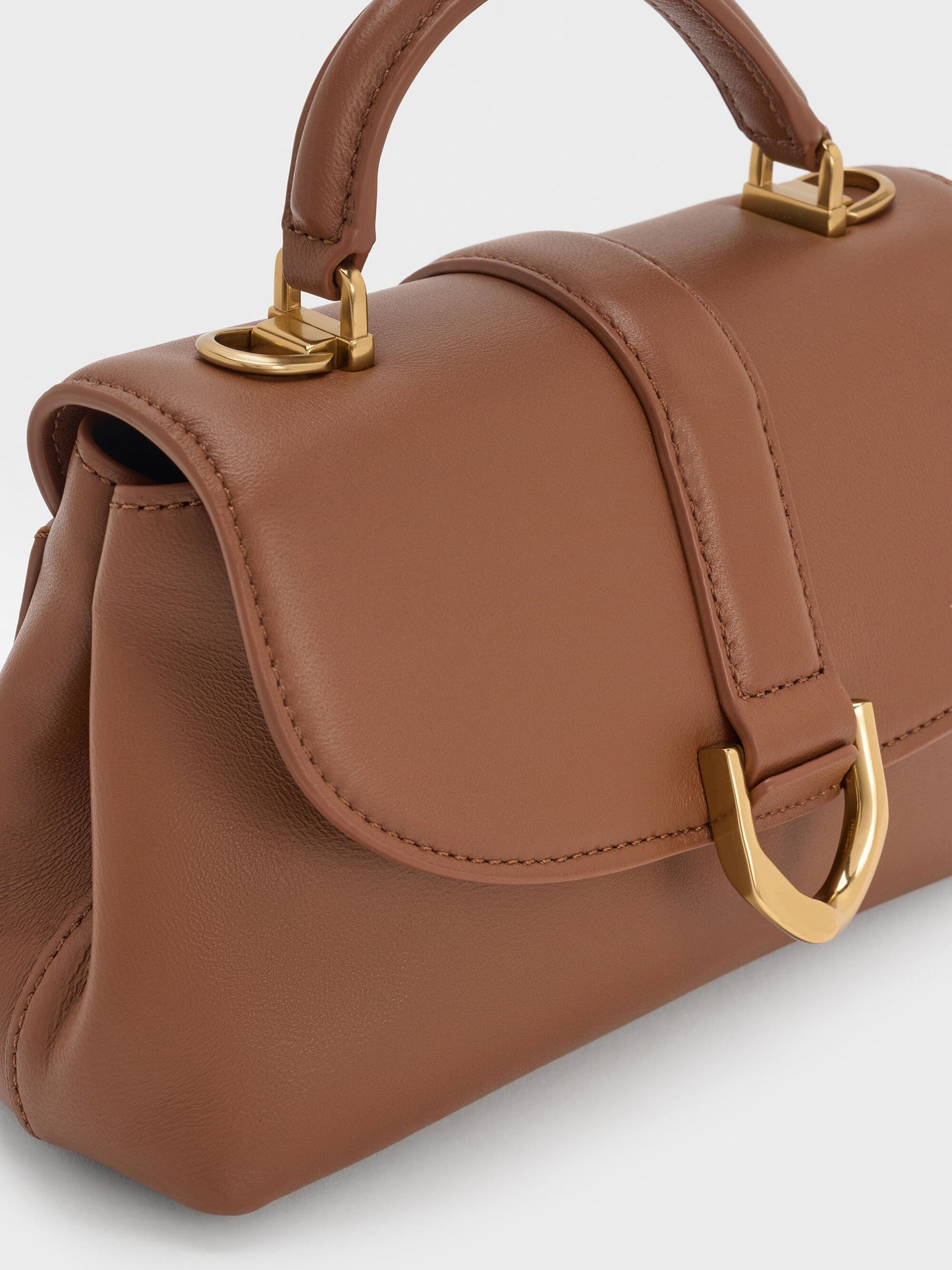 Leather Top Handle Bag - Chocolate