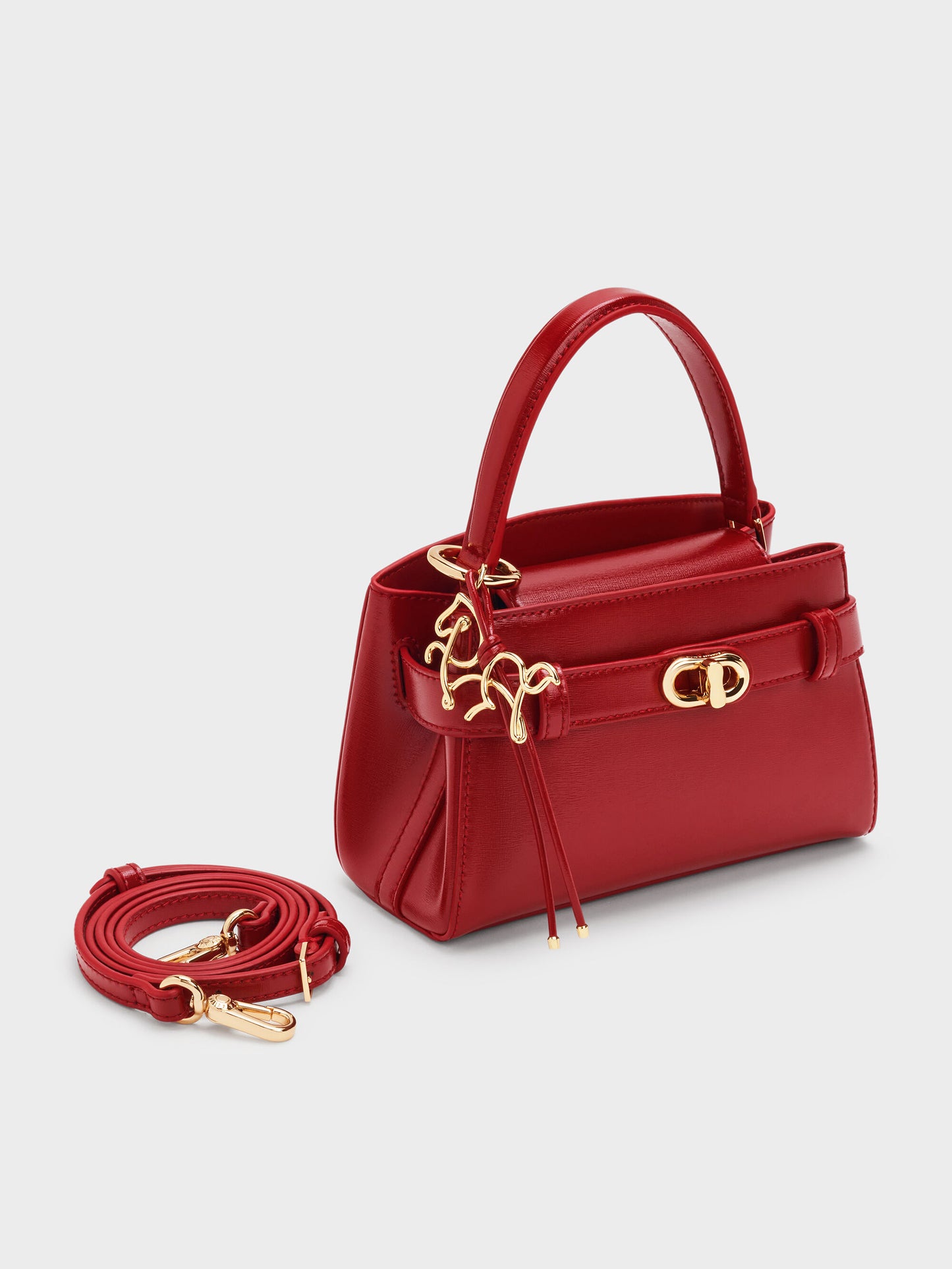 Motif Top Handle Bag - Tomato Red