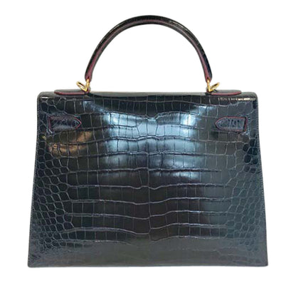 Hermès Kelly 32 Bleu Marine Crocodile
