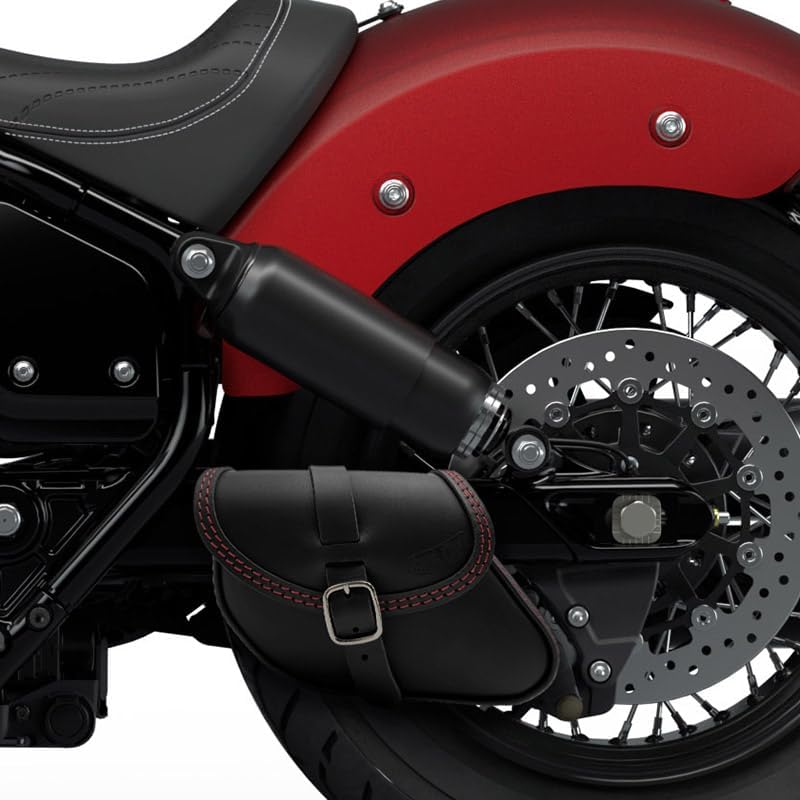 Leather Swingarm Bag for Indian Scout & Scout Bobber 2015–2026 – Fits Scout 101, Classic, Sport & Super Scout – Red Stitching