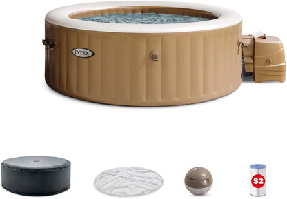 INTEX PureSpa Bubble Massage 4-Person Inflatable Spa – 77"x28", Outdoor Portable Hot Tub, Energy-Efficient Cover, Saltwater System Ready