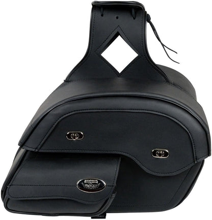 Black PVC Cruiser Slant Style Throw-Over Motorcycle Saddlebags – One Size