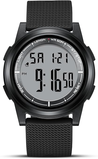 Mens Digital Watch Ultra Thin Minimalist Sports Waterproof Outdoor LED Screen Large Face Wrist Watches for Men
