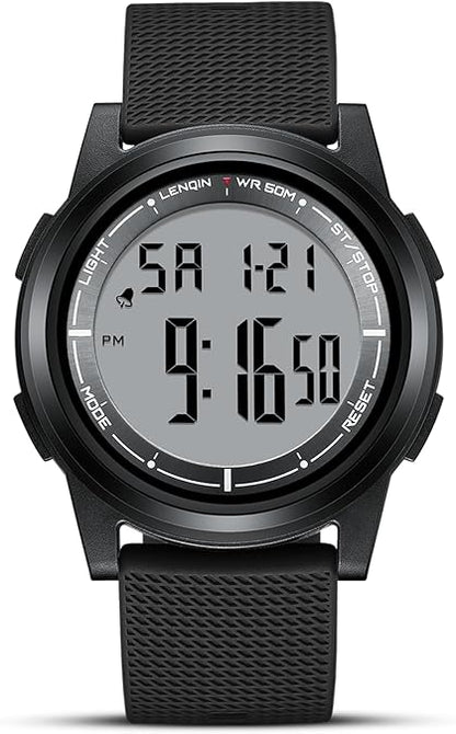 Mens Digital Watch Ultra Thin Minimalist Sports Waterproof Outdoor LED Screen Large Face Wrist Watches for Men