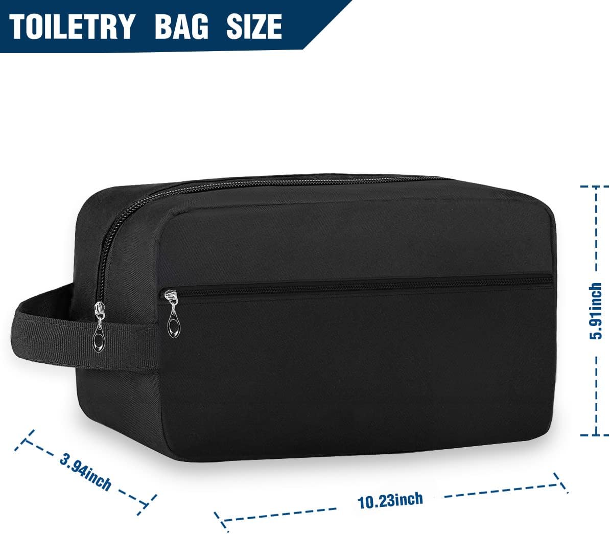 Toiletry Bag for Men Large Travel Wash Bag Water-Resistant Gym Shaving Organiser Bag, Shower Bathroom Makeup Bag with Handle (Black)
