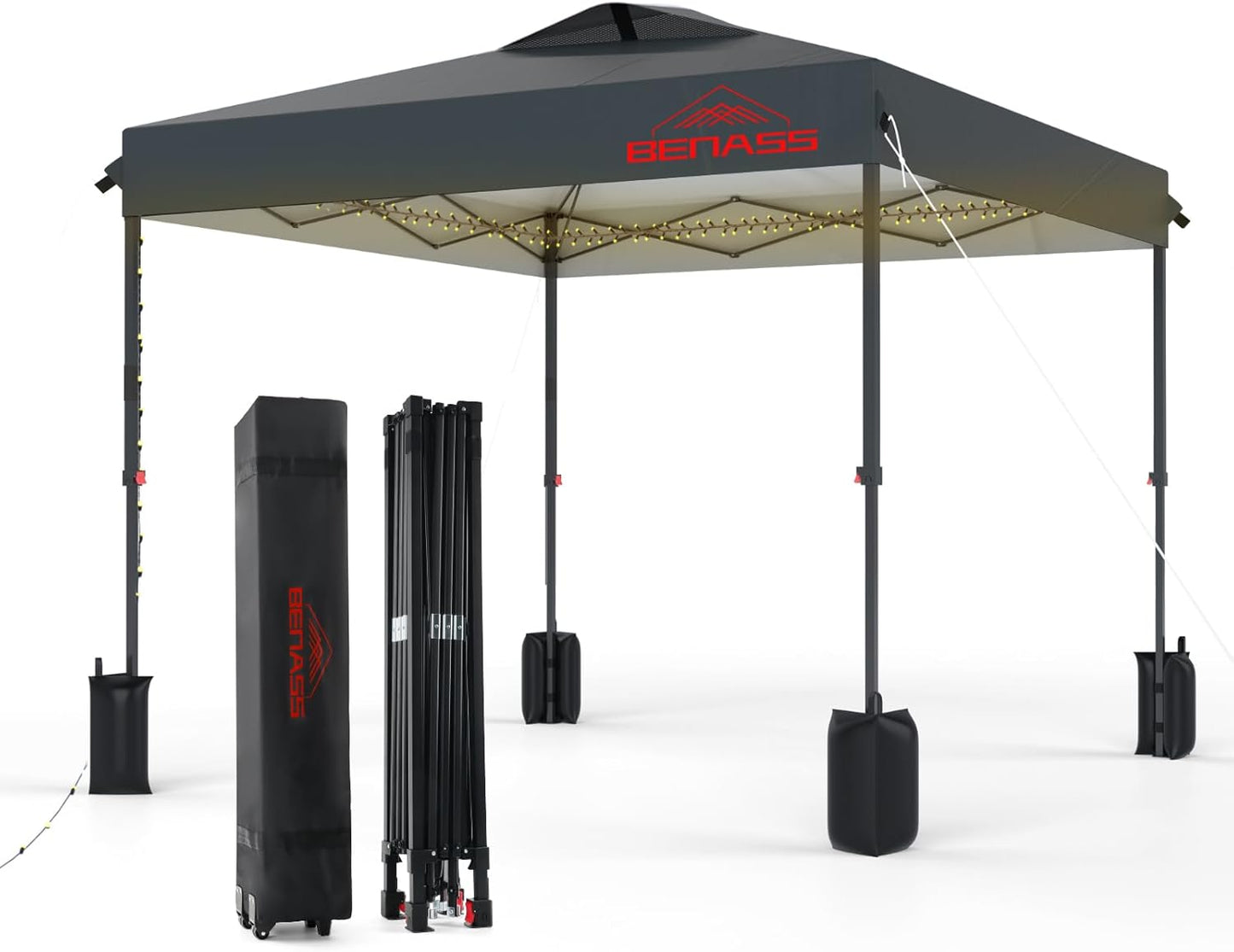 12x12 Pop Up Canopy, Easy Up Canopy Tent, Heavy Duty Tents for Parties, One Person Set Up Event Tent, Grey