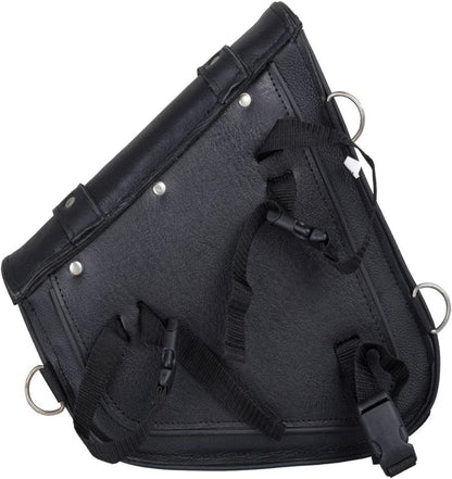 Black Naked Leather Motorcycle Swingarm Bag – Left Side Solo Saddlebag for Softail & Chopper Models