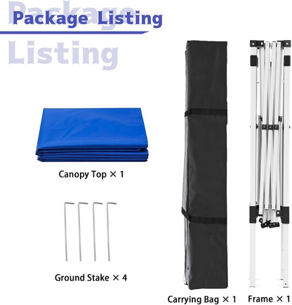 10X10 FT Pop Up Canopy Outdoor Instant Tent Slant Legs with Carrying Bag, Portable Gazebo Shelter for Patio Deck Garden and Beach - 8X8 FT Canopy Cover, Blue