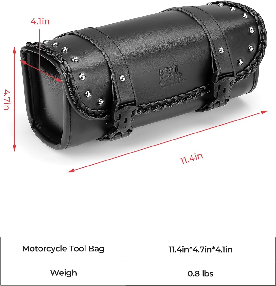 Universal PU Leather Motorcycle Fork Tool Bag – Roll Bag for Front Fork, Handlebar & Sissy Bar Storage