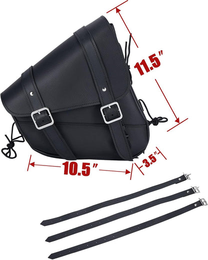 Black PVC Motorcycle Solo Swingarm Bag – Right Side Saddlebag for Softail & Chopper Models