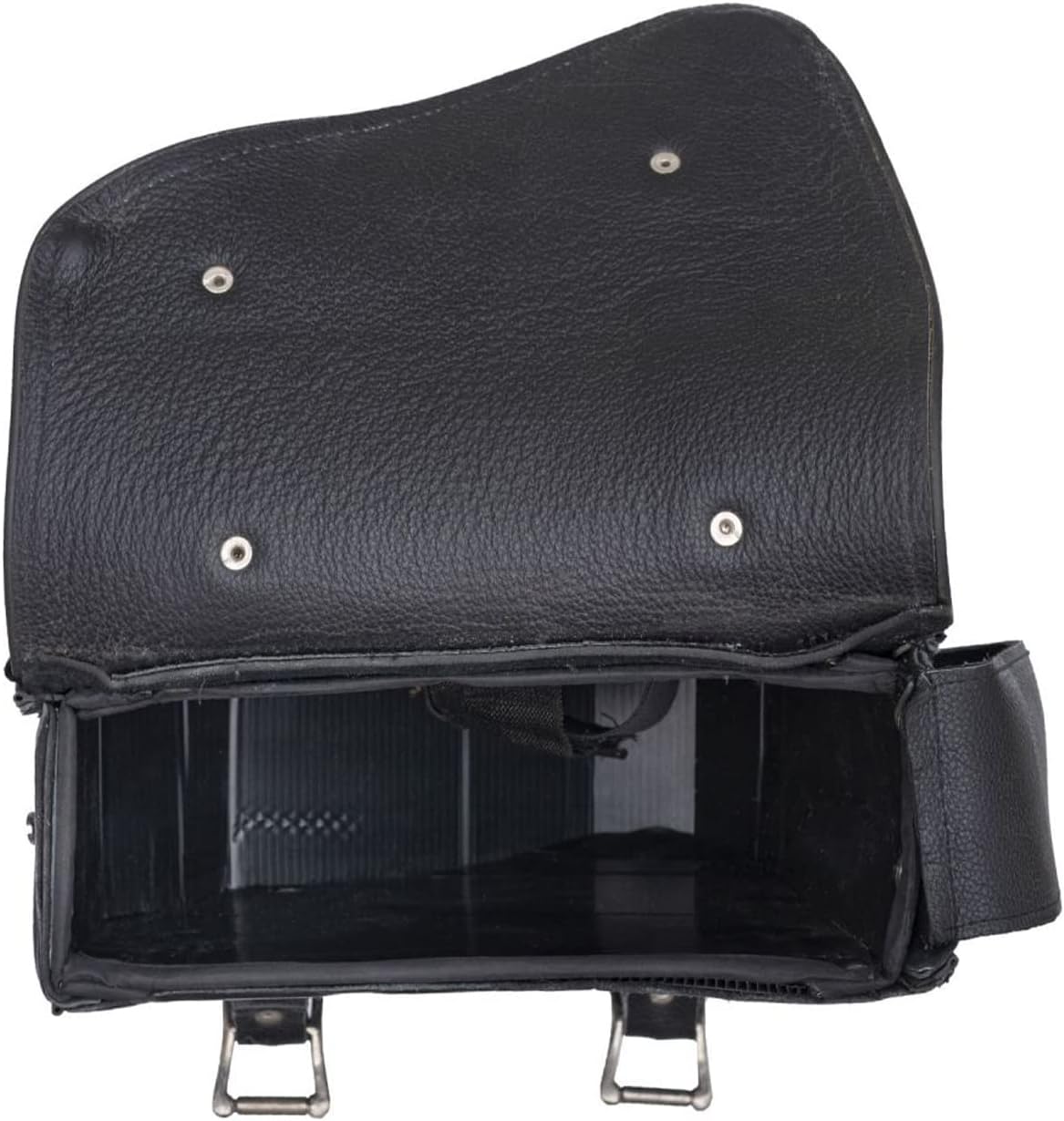 Black Naked Leather Motorcycle Swingarm Bag – Left Side Solo Saddlebag for Softail & Chopper Models