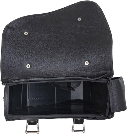 Black Naked Leather Motorcycle Swingarm Bag – Left Side Solo Saddlebag for Softail & Chopper Models