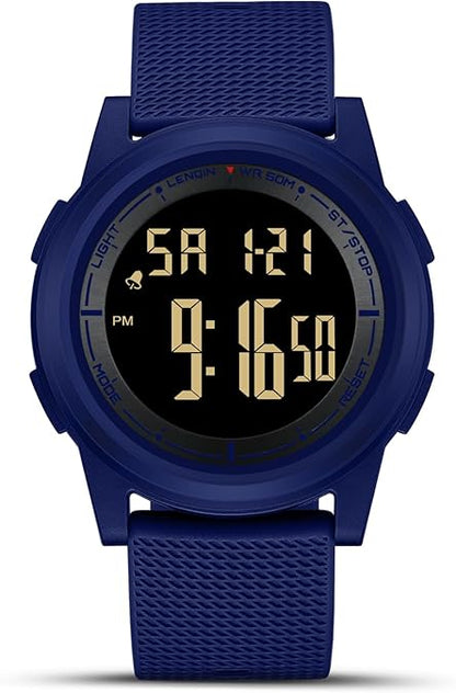Mens Digital Watch Ultra Thin Minimalist Sports Waterproof Outdoor LED Screen Large Face Wrist Watches for Men