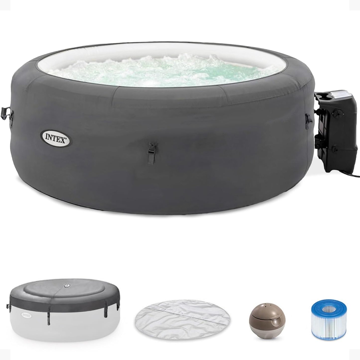 INTEX SimpleSpa 4-Person Inflatable Hot Tub – 77"x26", Bubble Massage Spa, Insulated Cover, Quick-Fill Inflation, Soothing Jets
