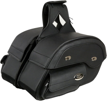 Black PVC Cruiser Slant Style Throw-Over Motorcycle Saddlebags – One Size
