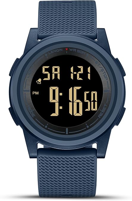 Mens Digital Watch Ultra Thin Minimalist Sports Waterproof Outdoor LED Screen Large Face Wrist Watches for Men
