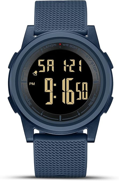 Mens Digital Watch Ultra Thin Minimalist Sports Waterproof Outdoor LED Screen Large Face Wrist Watches for Men
