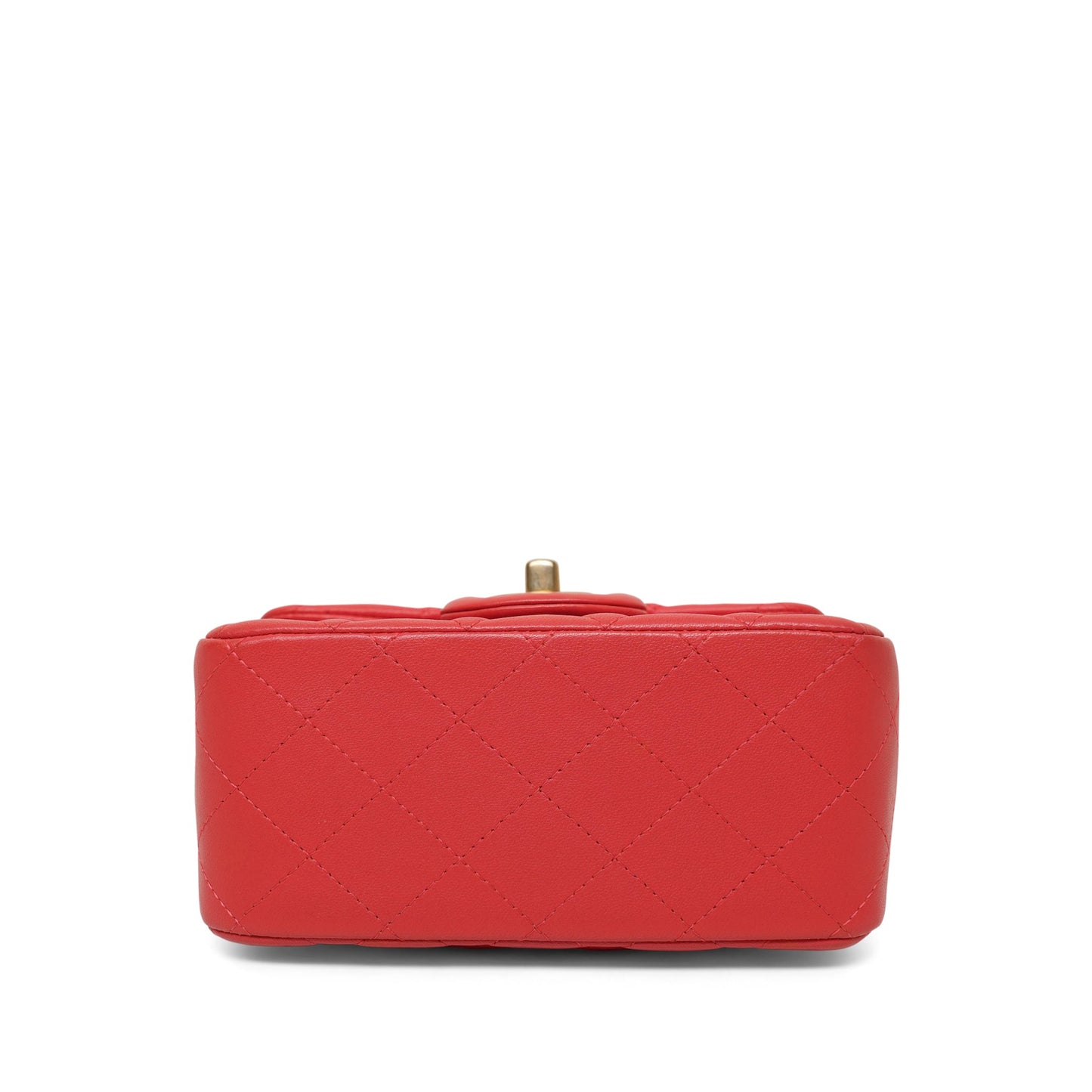 Red Lambskin Quilted Mini Square Flap