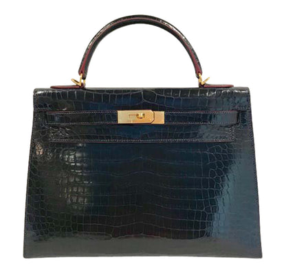 Hermès Kelly 32 Bleu Marine Crocodile