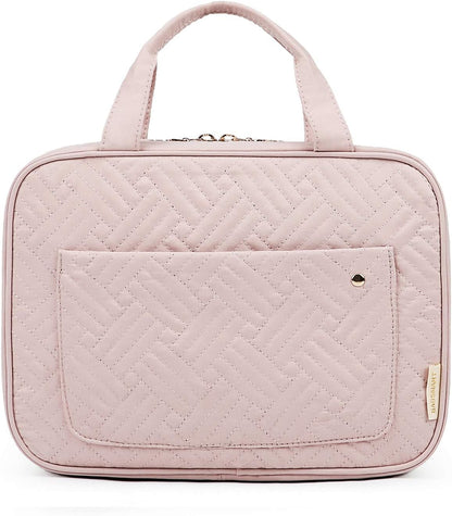 BAGSMART Hanging Toiletry Bag Travel Large Capacity Wash Bag Womens Makeup Cosmetic Bag, Travel Accessories for Full Sized Container (Medium-Pink)