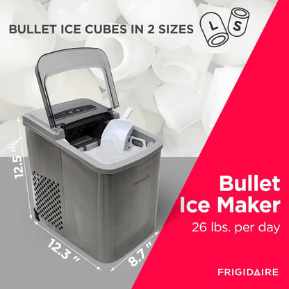 Portable Ice Maker Machine – 26 lbs/Day Compact Countertop Ice Maker, Stainless Steel, Medium Size