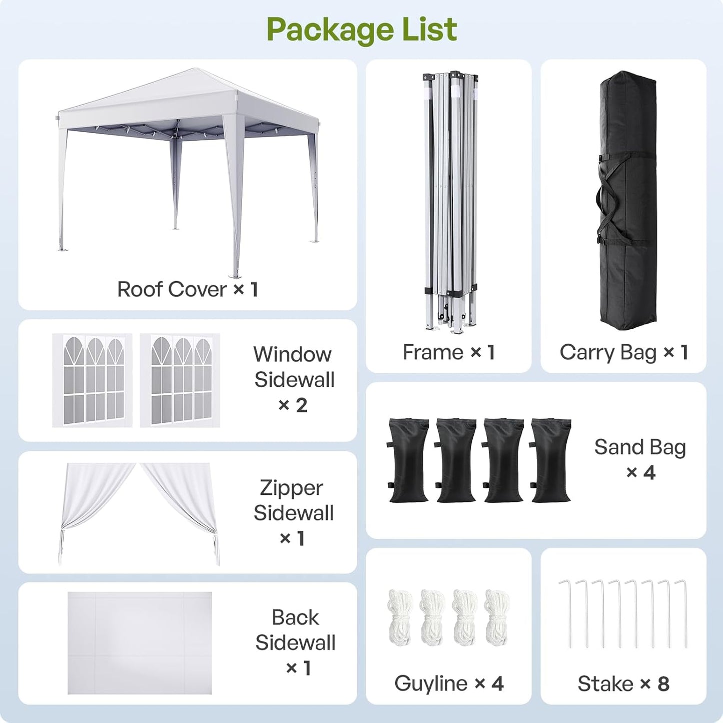 10x10 Pop Up Canopy with Sidewalls, Outdoor Instant Canopy Tent with Carry Bag for Commercial Events, Camping, Backyard Parties - White