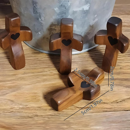 Wooden Pocket Cross Stress Relief Fidget Gift – Black Christian Encouragement Religious Handheld Cross (1 Piece)