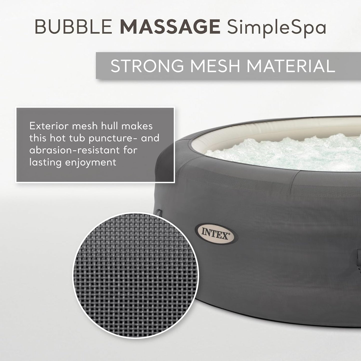 INTEX SimpleSpa 4-Person Inflatable Hot Tub – 77"x26", Bubble Massage Spa, Insulated Cover, Quick-Fill Inflation, Soothing Jets