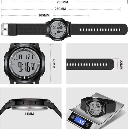 Mens Digital Watch Ultra Thin Minimalist Sports Waterproof Outdoor LED Screen Large Face Wrist Watches for Men