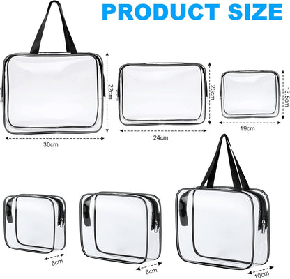Clear Toiletries Bag, 3 Pack PVC Waterproof Toiletries Carry Pouch, TSA Approved Travel Toiletry Bag with Zipper