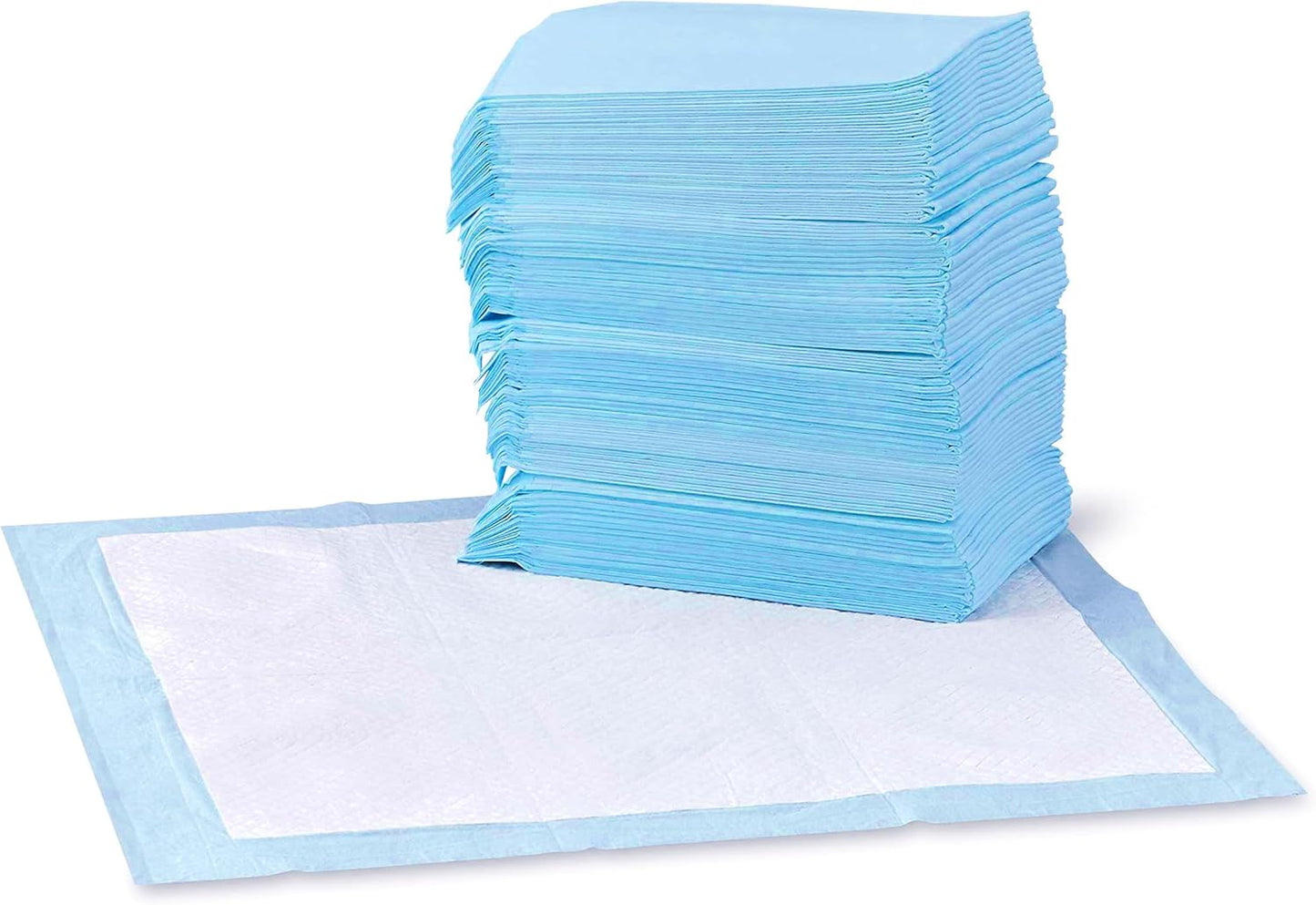 Leak-Proof Dog & Puppy Training Pee Pads, 5-Layer Super Absorbent Quick-Dry Potty Pads, 22 x 22 Inch Regular Size, Blue & White, 100 Pack