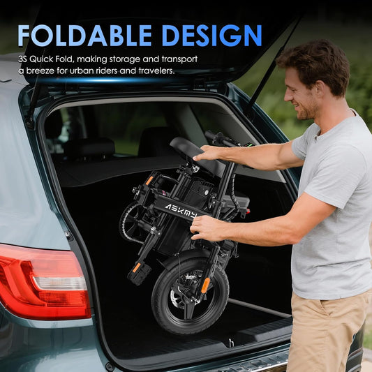 14" Folding Electric Bike for Adults & Teens – 750W Peak Motor, 20MPH, 30–35 Mile PAS Range, 48V Removable Battery, Commuter E-Bike