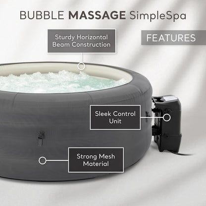 INTEX SimpleSpa 4-Person Inflatable Hot Tub – 77"x26", Bubble Massage Spa, Insulated Cover, Quick-Fill Inflation, Soothing Jets