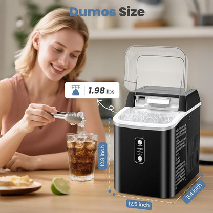 Portable Countertop Nugget Ice Maker – 1.55L Water Tank, Self-Cleaning Ice Machine, Black