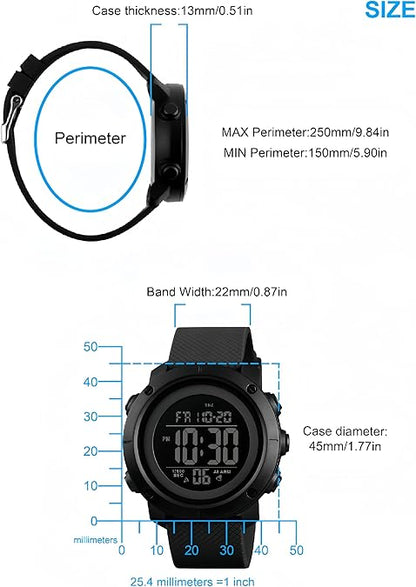 Digital Watch Sports Waterproof Military Back Light Small Watch for Men Black 1426