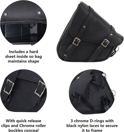 Black Naked Leather Motorcycle Swingarm Bag – Left Side Solo Saddlebag for Softail & Chopper Models