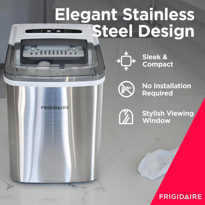 Portable Ice Maker Machine – 26 lbs/Day Compact Countertop Ice Maker, Stainless Steel, Medium Size