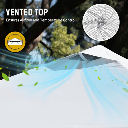 CROWN SHADES 10x10 ft Pop-Up Canopy – One-Push Setup Beach Tent with STO-N-Go Carry Bag, Silver Coated Top, Grid White, Outdoor Shade