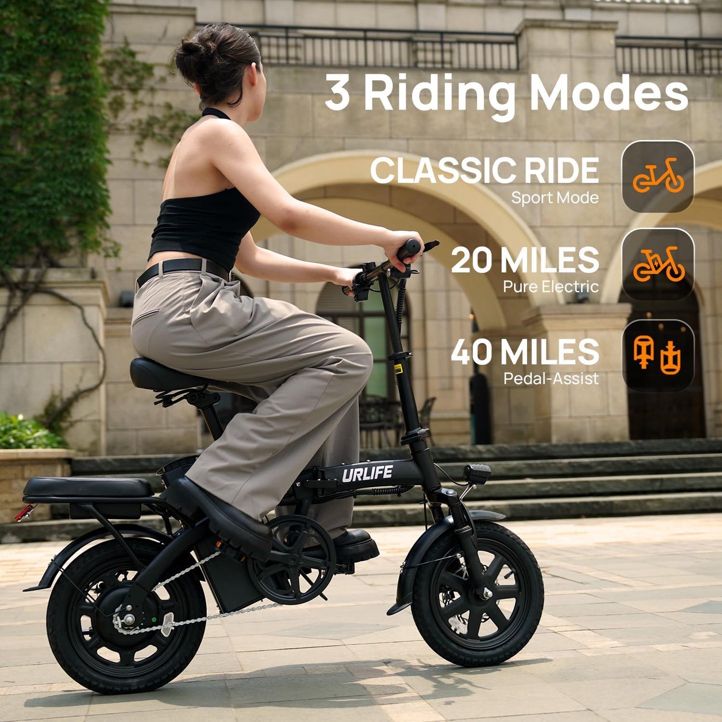 14" Folding Electric Bike for Adults – Portable Commuter E-Bike, 500W Motor, 20MPH, 20–40 Mile Range, UL Certified