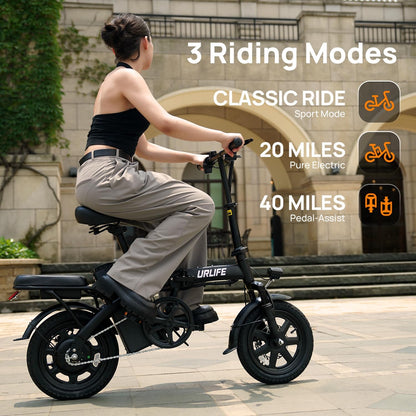 14" Folding Electric Bike for Adults – Portable Commuter E-Bike, 500W Motor, 20MPH, 20–40 Mile Range, UL Certified