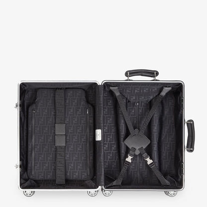 Fendi Aluminum Trolley Case With Leather Details